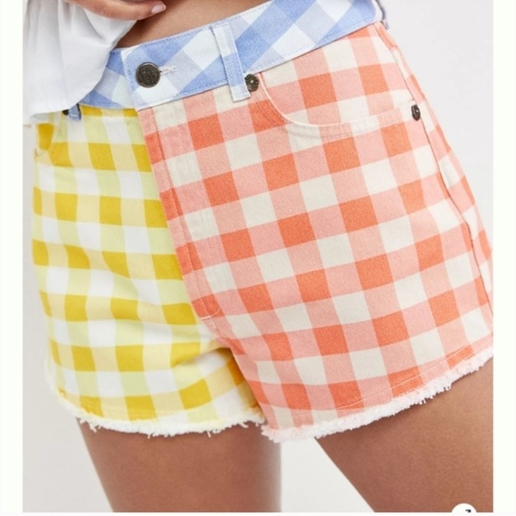 NEW Anthro FARM Rio Gingham Jean Shorts